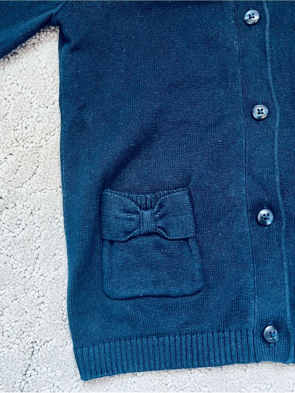 The Children's Place Dark Blue Knit Cardigan with Bow Pockets